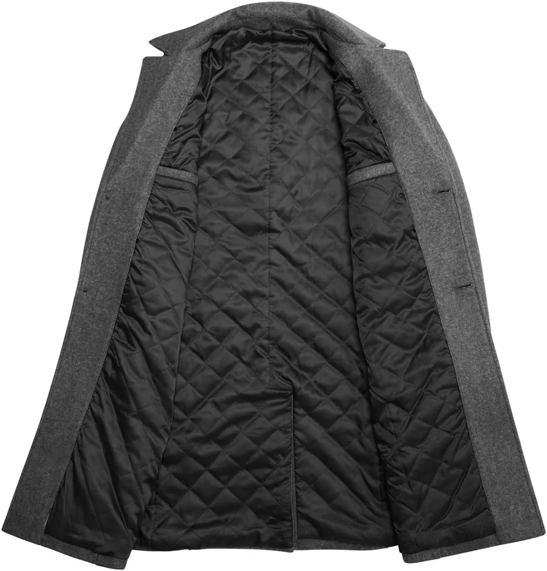 WULFUL Men Wool Trench Coat Slim Fit Winter Coat