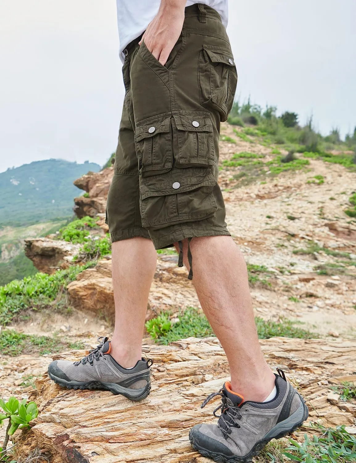 YGREYG Mens Cargo Shorts Long Capri Below The Knee Shorts 3/4 Relaxed Fit Long Shorts with Pockets