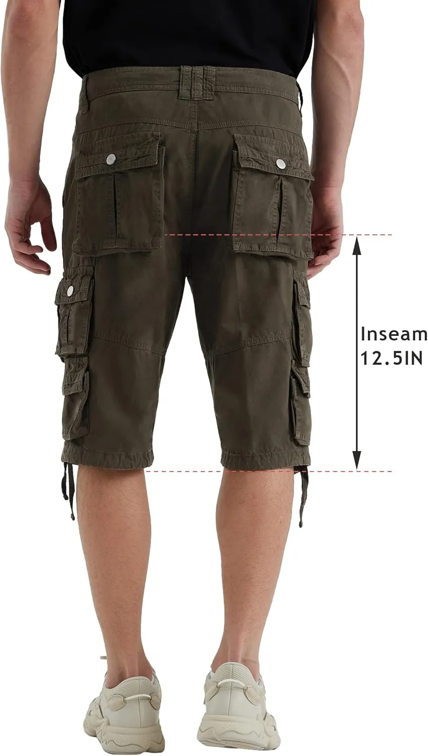 YGREYG Mens Cargo Shorts Long Capri Below The Knee Shorts 3/4 Relaxed Fit Long Shorts with Pockets