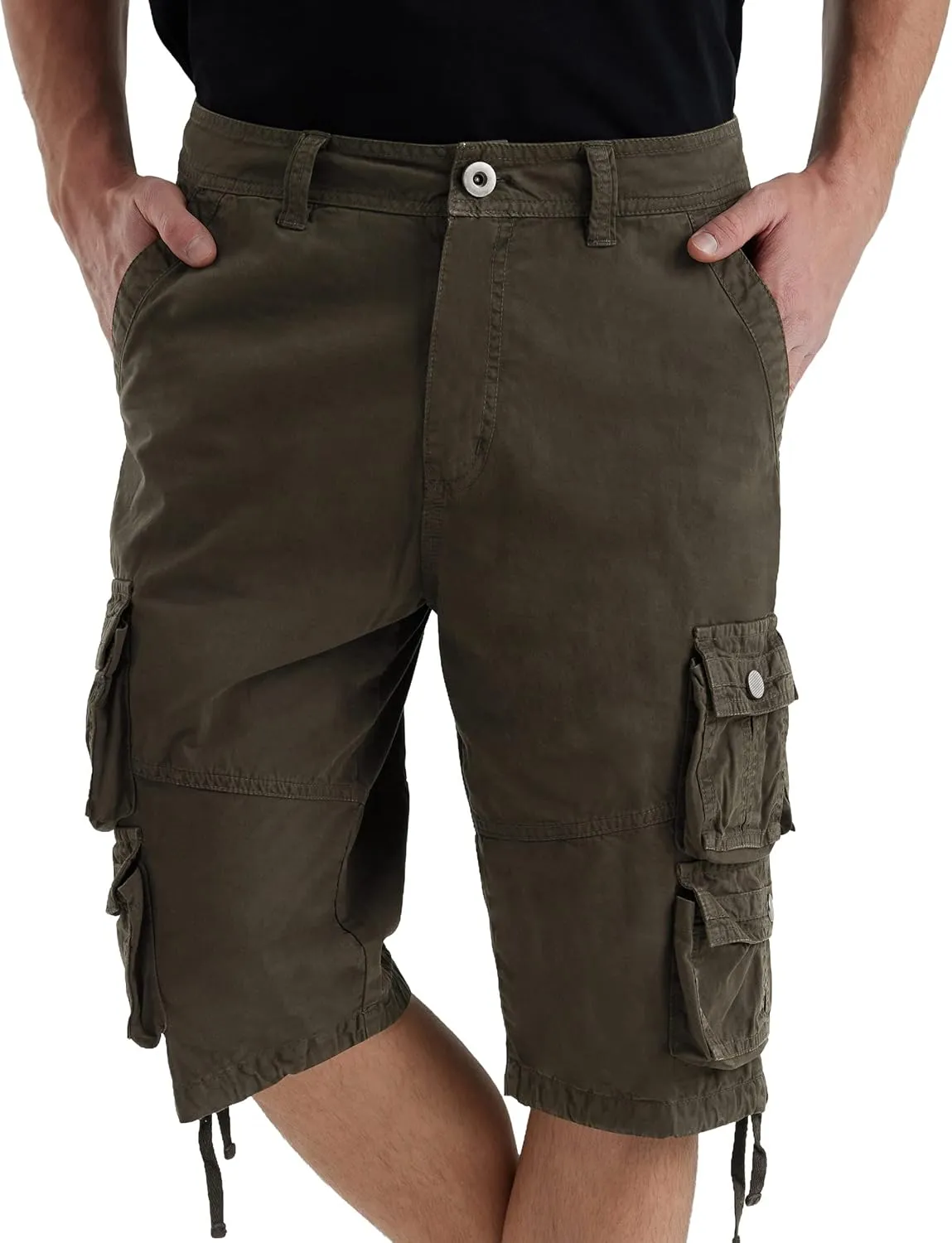 YGREYG Mens Cargo Shorts Long Capri Below The Knee Shorts 3/4 Relaxed Fit Long Shorts with Pockets