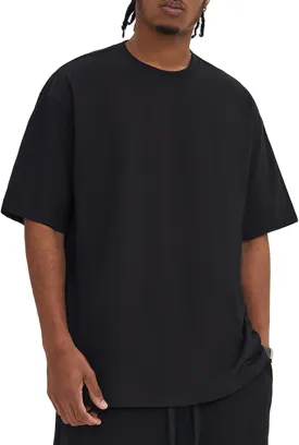 ZUEVI Men's Cotton T-Shirts Fashion Short Sleeve Oversized T Shirts Loose Fit Crew Neck Basic Tees Tops Hip Hop Streetwear