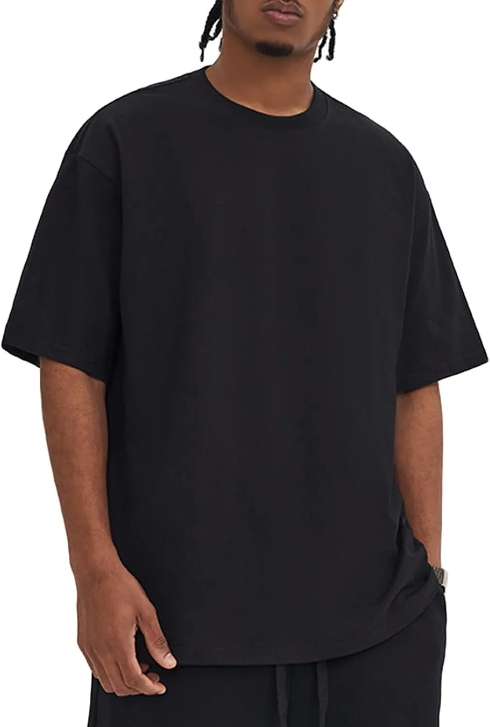 ZUEVI Men's Cotton T-Shirts Fashion Short Sleeve Oversized T Shirts Loose Fit Crew Neck Basic Tees Tops Hip Hop Streetwear