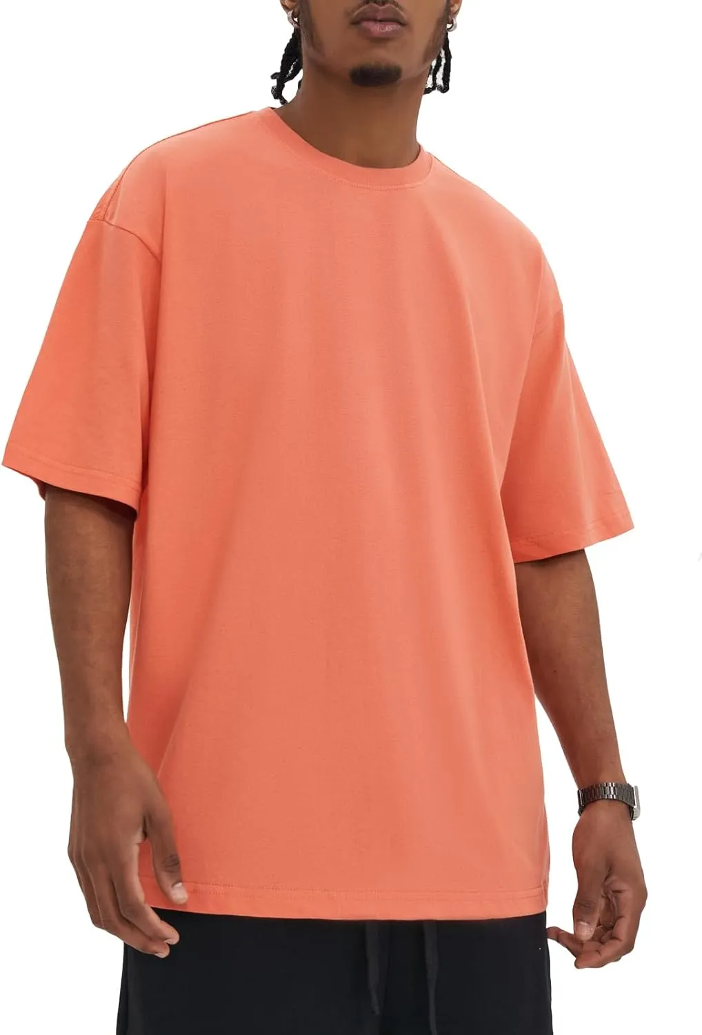 ZUEVI Men's Cotton T-Shirts Fashion Short Sleeve Oversized T Shirts Loose Fit Crew Neck Basic Tees Tops Hip Hop Streetwear