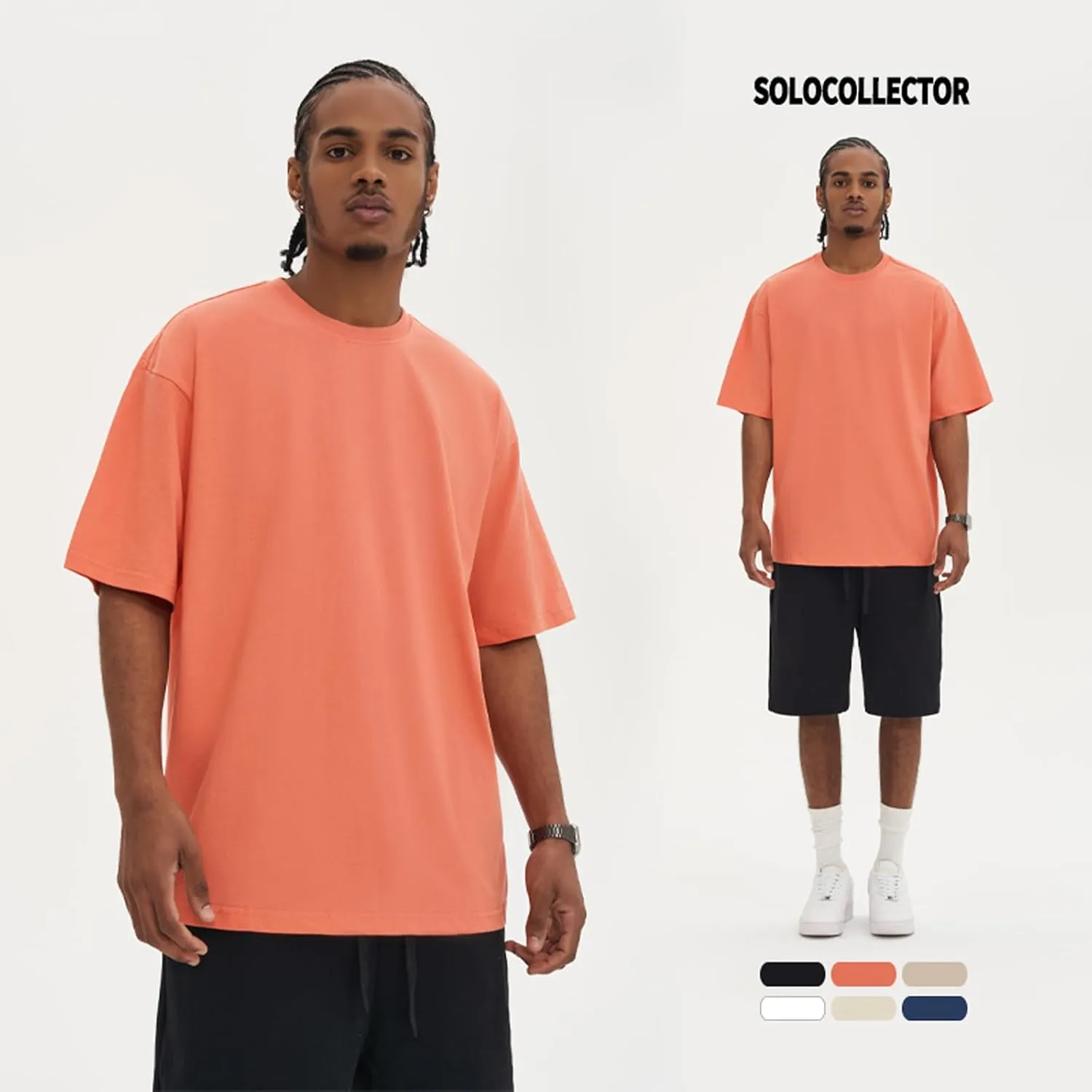 ZUEVI Men's Cotton T-Shirts Fashion Short Sleeve Oversized T Shirts Loose Fit Crew Neck Basic Tees Tops Hip Hop Streetwear